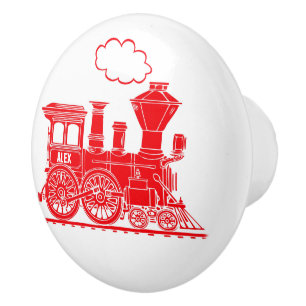Poignée de porte en forme de train à vapeur rouge 