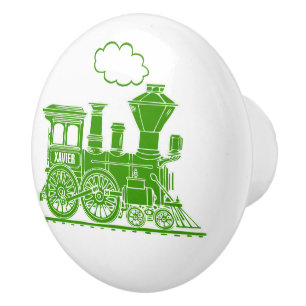 Poignée de porte en forme de train à vapeur vert p