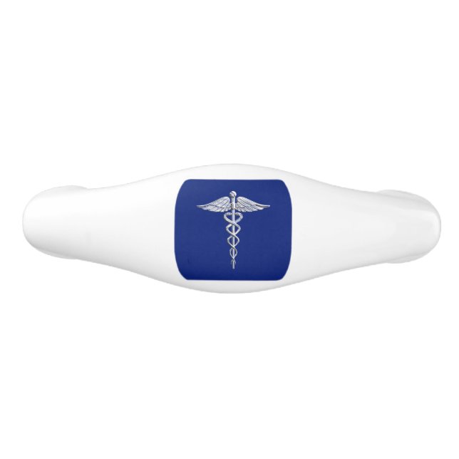 Poignée De Tiroir En Céramique Chrome Comme Caduceus Symbole Médicale sur Marine  (Devant)