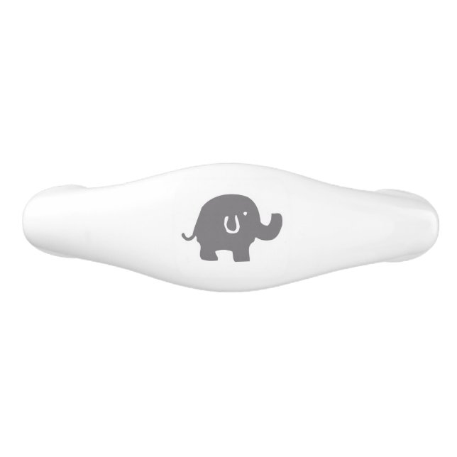 Poignée De Tiroir En Céramique Cute Eléphant Gris Et Blanc Tissu Tiré (Devant)