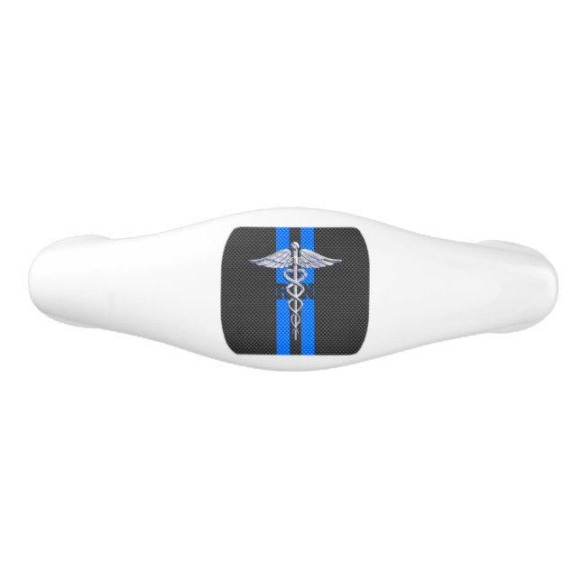 Poignée De Tiroir En Céramique Infirmière inscrite RN Silver Caduceus (Devant)