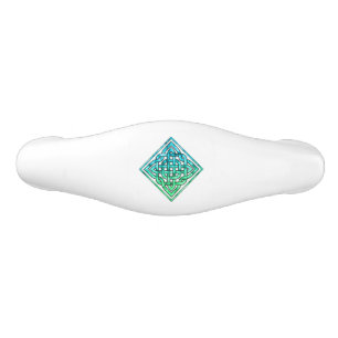 Poignée De Tiroir En Céramique Noeud celtique - Bleu diamant Vert