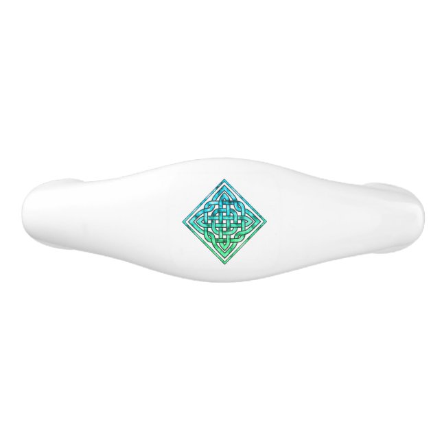 Poignée De Tiroir En Céramique Noeud celtique - Bleu diamant Vert (Devant)