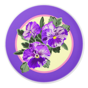 Poignée de tiroir en céramique Pansy vintage