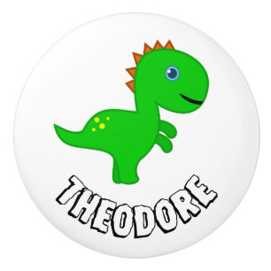 Poignée de tiroir en dino vert pour enfants perso