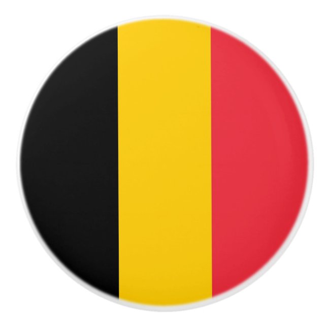 Poignée en céramique avec drapeau de Belgique (Devant)