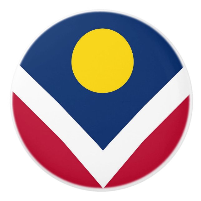 Poignée en céramique avec drapeau de Denver City,  (Devant)