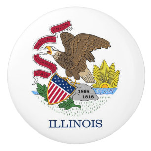 Poignée en céramique avec drapeau de l'Illinois St