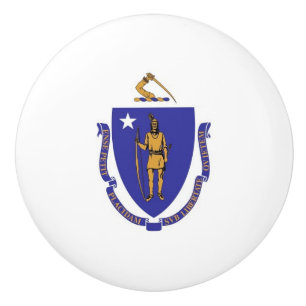 Poignée en céramique avec drapeau du Massachusetts