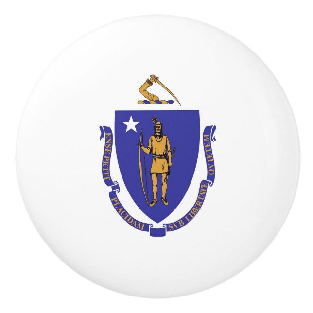 Poignée en céramique avec drapeau du Massachusetts (Devant)