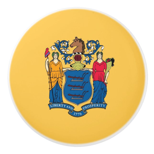 Poignée en céramique avec drapeau du New Jersey, U (Devant)