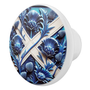 Poignée en céramique avec Scottish Thistles Design
