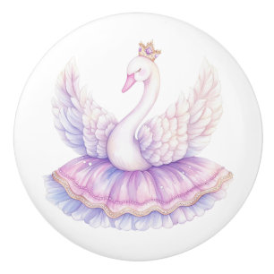 Poignée en céramique de la princesse cygne fille