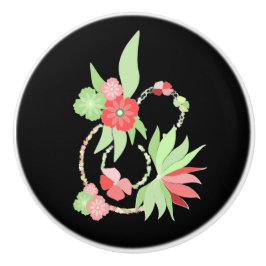 Poignée en Céramique fleurs roses