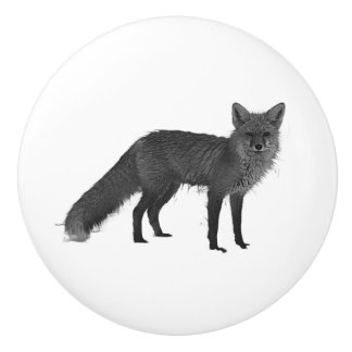 poignée en céramique renard roux
