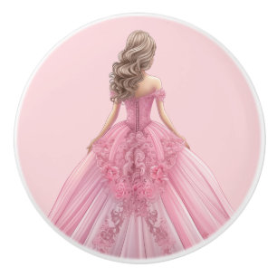 Poignée en céramique rose pour fille de princesse