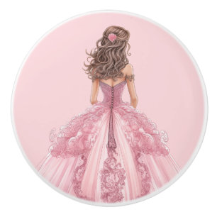 Poignée en céramique rose pour fille de princesse