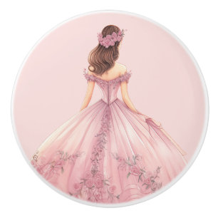 Poignée en céramique rose pour fille de princesse