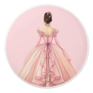 Poignée en céramique rose pour fille de princesse