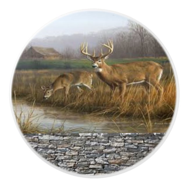 Poignée et tractions de porte en céramique de cerf (Devant)