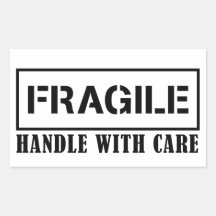 Poignée fragile avec soin autocollant fragile