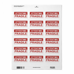 Poignée fragile rouge avec images de Étiquette de