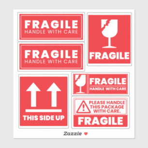 Poignée Red Fragile W/Care Expédition Stickers Éti