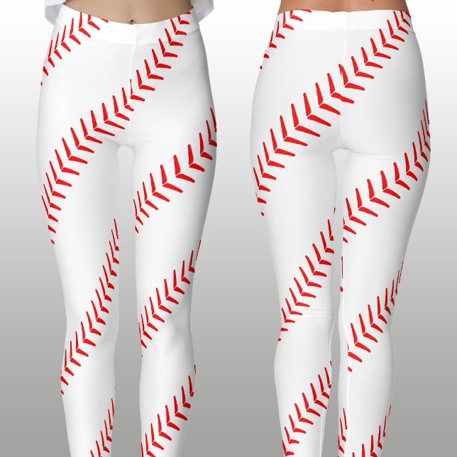 Poignées de baseball féminin (coutures) Leggings b (Cute baseball leggings with red seam stripes. Great for wearing to the game on game day!)