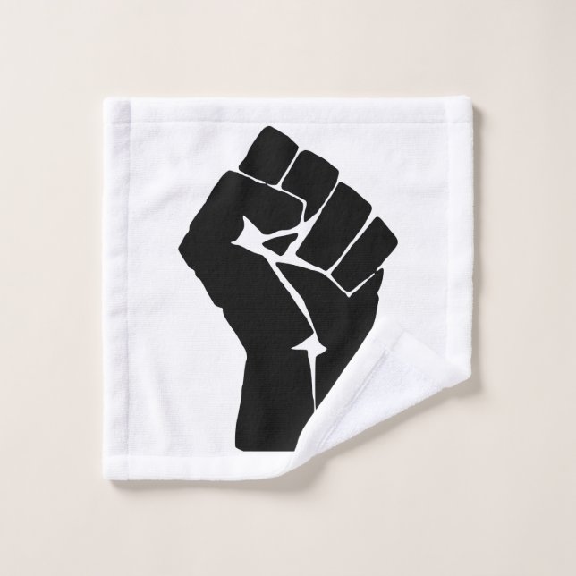 Poing noir levé - Manifestation de résistance (Gant de toilette)