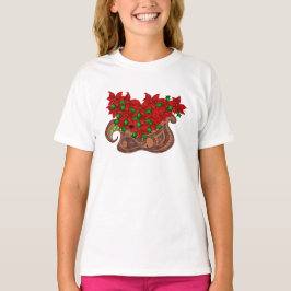poinsetta Sleigh-langes Hülsen-Shirt T-Shirt