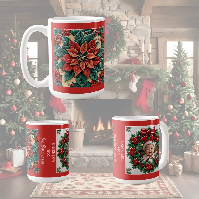 Poinsettia am Roten Weihnachten individuell anpass Kaffeetasse (Von Creator hochgeladen)