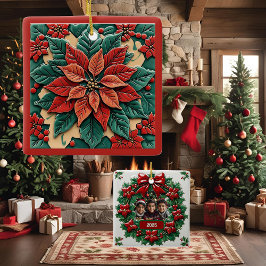 Poinsettia am Roten Weihnachten individuell anpass Keramikornament