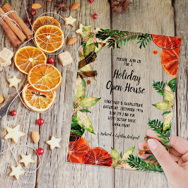 Poinsettia and Oranges Christmas Acryleinladungen