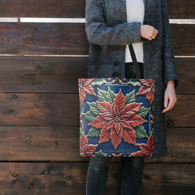 Poinsettia auf blau tasche (Von Creator hochgeladen)