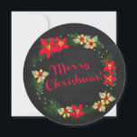 Poinsettia auf Chalkboard, Frohe Weihnachten! Rund Feiertagskarte<br><div class="desc">Poinsettia auf Chalkboard,  Frohe Weihnachten! Rundkarte. Sie anpassen!</div>