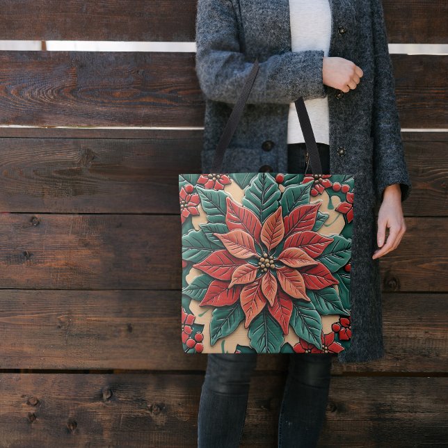 Poinsettia auf Rot Tasche (Von Creator hochgeladen)