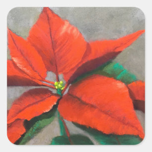Poinsettia-Aufkleber Quadratischer Aufkleber