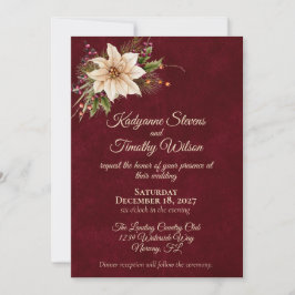 Poinsettia & Berries Elegante Hochzeit Einladung