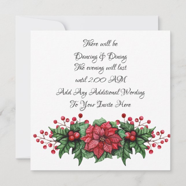 Poinsettia Berry Black Tie Event Invitation Einladung (Rückseite)