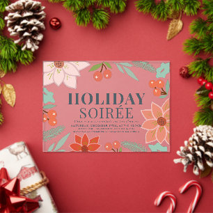 Poinsettia & Berry Holiday Soirée Party Clear Acryleinladungen