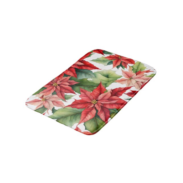 Poinsettia-Blume Badematte (Schrägansicht)