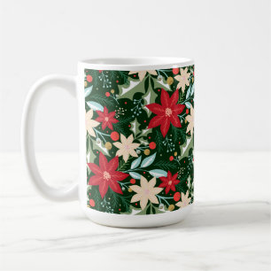 Poinsettia Blume Blätter Weihnachten Kaffeetasse