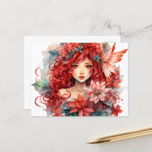 Poinsettia Blume Fairy Girl Postkarte