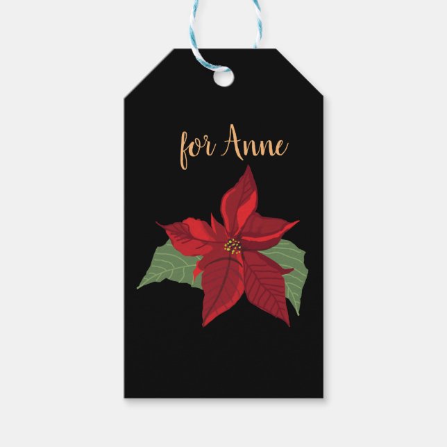 Poinsettia-Blume Geschenkanhänger (Vorderseite)