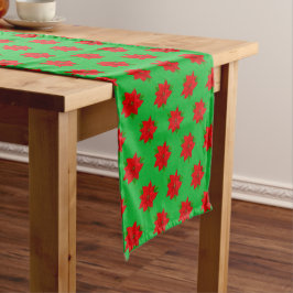 Poinsettia Blume Pattern auf Grün Mittelgroßer Tischläufer