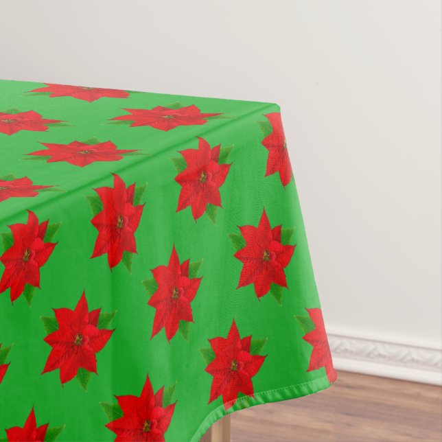 Poinsettia Blume Pattern auf grüner Tablette Tischdecke (Beispiel)
