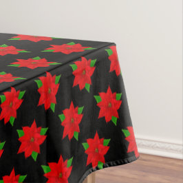 Poinsettia Blume Pattern auf schwarz Tischdecke