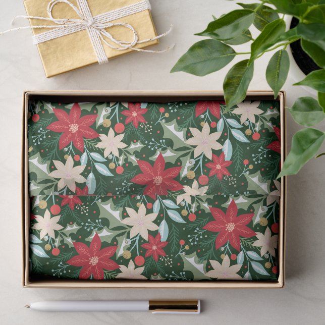 Poinsettia Blume und Blätter Weihnachten Seidenpapier (Geschenk)