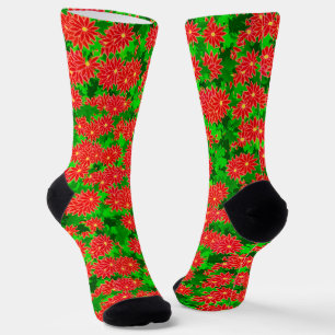 Poinsettia Blume und Holly Blätter Socken