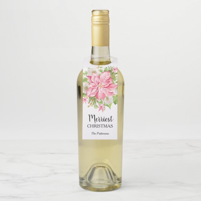 Poinsettia Blumenweihnachtsfest Flaschenanhänger (Auf Flasche)